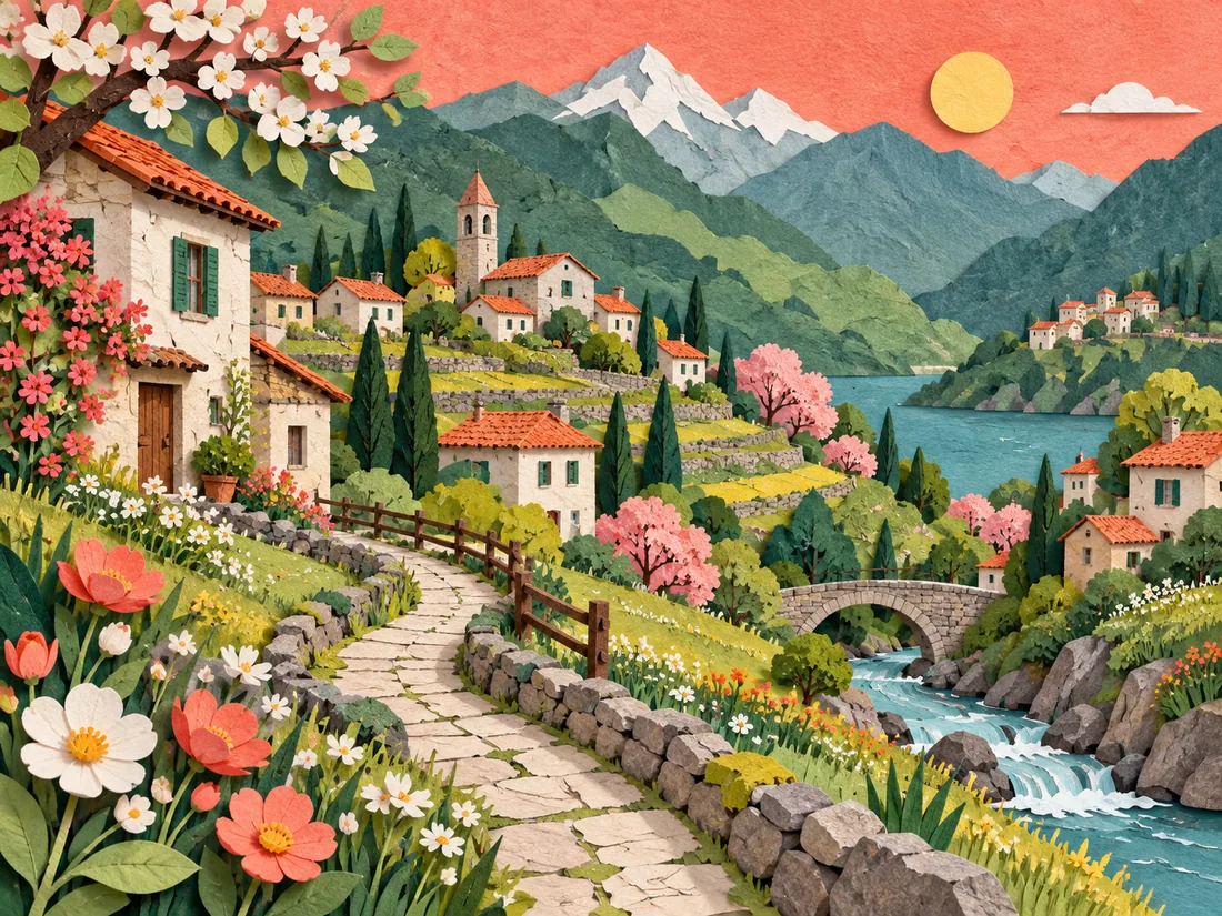 Spring paper village
